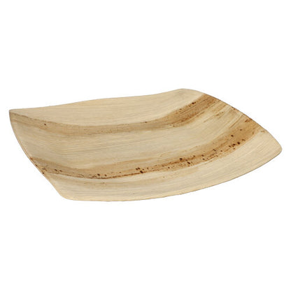 PAPSTAR 25 Palmulehtilautanen "pure" luonnollinen "QUADRATO" PAPSTAR GmbH:lta on neliönmuotoinen, litteä, ympäristöystävällinen kertakäyttölautanen pyöristetyillä reunoilla, sileillä pinnoilla, näkyvillä syyrakenteilla ja luonnollisilla tummemmilla raidoilla.