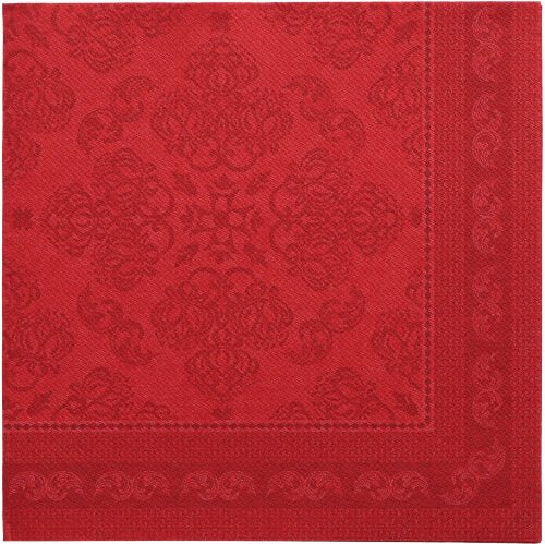 Se PAPSTAR 50 kappaletta ”ROYAL Collection” -servettejä, 1/4-taitto, 40 x 40 cm, bordeaux-värisiä, erottuvat neliönmuotoisesta muodostaan, jossa on kohokuvioituja kukka- ja geometrisia kuvioita, tummemmasta punaisesta reunasta sekä hienostuneesta, symmetrisestä muotoilusta – huippulaatua PAPSTAR GmbH.
