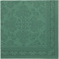 Dunkelgrüne, 40 x 40 cm große, quadratische Serviette aus der ROYAL Collection der PAPSTAR GmbH mit dekorativem Prägemuster und Bordüre.