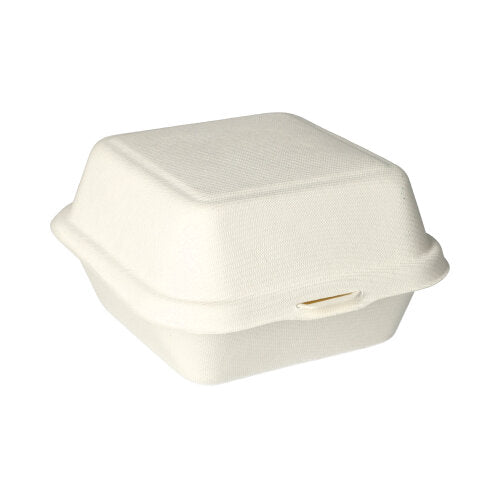 PAPSTAR GmbH:n sokeriruokohampurilaisrasiat (8x14x15 cm, 500 kappaletta) ovat ympäristöystävällisiä takeaway-astioita vaaleasta kuitumateriaalista, ihanteellisia kestävään pakkaamiseen.