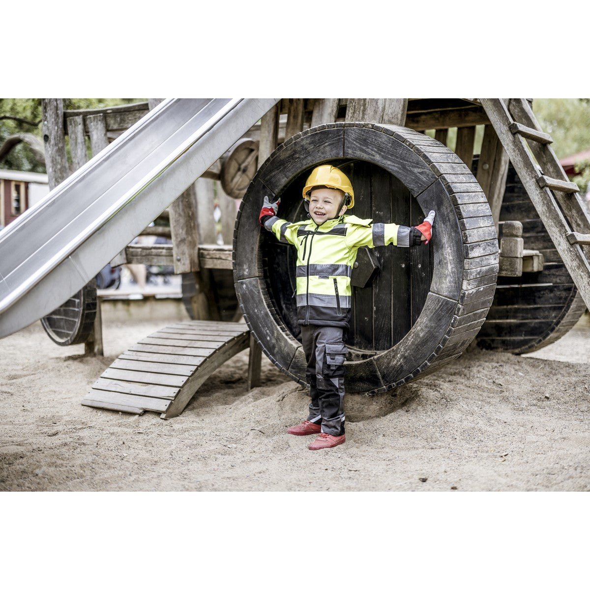 NITRAS MOTION TEX KIDS, näkyvä softshell-takki, neonkeltainen/musta