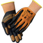 Die Thor Flex Multigrip Handschuhe der Abena Re-Seller GmbH sind mit ihren orangefarbenen und schwarzen Farben, den rutschfesten Gummigriffen an Handflächen und Fingern sowie den Sicherheitsmarkierungen auf dem Handrücken eine robuste Wahl für verschiedene Aufgaben.