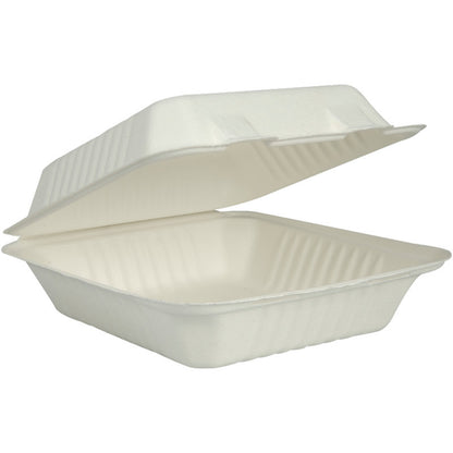 Bagasse-ruokalaatikko (valkoinen, 22,3x20,1x7,7 cm) Abena Re-Seller GmbH:lta on ympäristöystävällinen kertakäyttöinen laatikko, jossa on taittokansi - ihanteellinen kestävään takeaway-käyttöön. Pakkauksessa on 50 kappaletta.