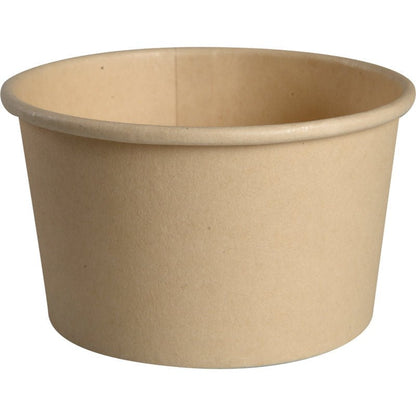 Abena Re-Seller GmbH:n 120 ml jäätelökuppi, kartonki/PE on yksinkertainen, ruskea, pyöreä jäätelökuppi sileillä reunoilla ja PE-pinnoitteella, kuvattu valkoisella taustalla.