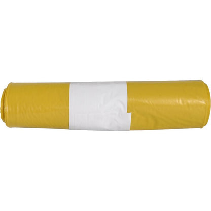 Rulla roskapusseja Sækkoboy 40:lle (40 my LDPE kierrätetty) Abena Re-Seller GmbH:lta, keltainen keskellä valkoinen suorakulmainen etiketti, esillä yksinkertaisella valkoisella taustalla.