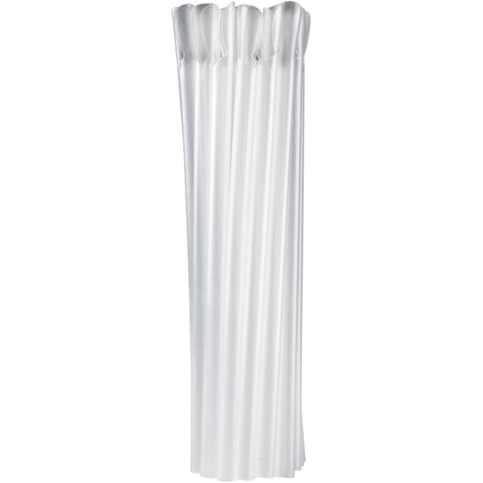 Eine Packung mit 250 transparenten Mehrweg Trinkhalmen mit Löffel (21 cm, ø 8 mm, PP) der Abena Re-Seller GmbH ist aufrecht vor einem schlichten weißen Hintergrund abgebildet, wobei jeder Strohhalm zur besseren Handhabung einzeln verpackt ist.