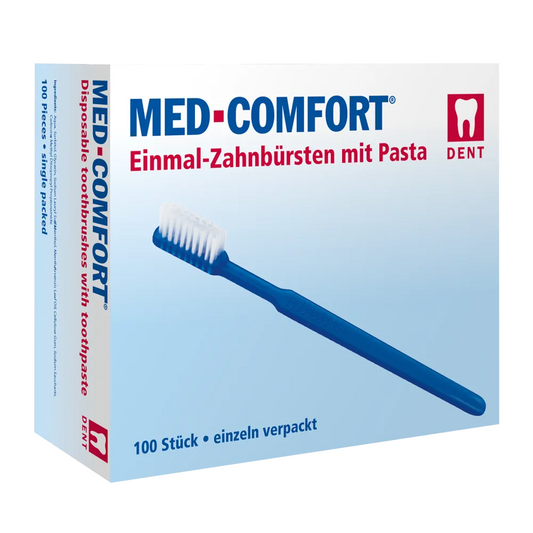 Ampri Med-Comfort Dental PS kerran hammasharja hammastahnalla, eri värit | Laatikko (100 kappaletta)