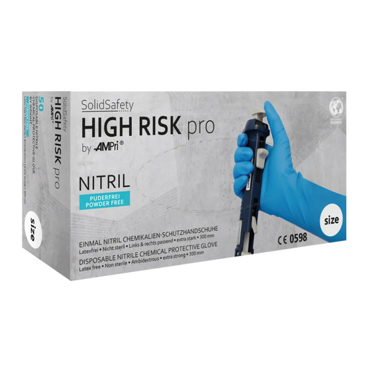 Ampri SolidSafety High Risk Pro Nitriil Chemical Protection -käsinetyyppi A