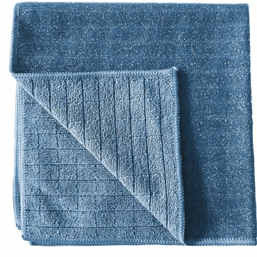 Arcora International GmbH:n Arcora Scrub & Clean 2N1 mikrokuituliina (40 x 40 cm) on kuvattu käännetyllä kulmalla, jolloin rihlatut alapuolet tulevat esiin; sileä yläpuoli ja rakenteellinen alapuoli ovat ihanteellisia kaikille pinnoille.