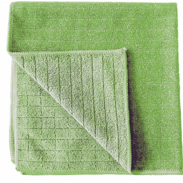 Taitettu vihreä Arcora Scrub & Clean 2N1 mikrokuituliina (40 x 40 cm) Arcora International GmbH:lta näyttää rakenteellisen ruutukuvionsa ja käännetyn kulmansa, ihanteellinen puhdistusliinana kaikille pinnoille.