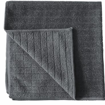 Arcora International GmbH:n Arcora Scrub & Clean 2N1 mikrokuituliina 40 x 40 cm, tässä siististi taitettuna, on tummanharmaa, ruudukkomaisesti rakenteellinen puoli ja sileä takaosa - ihanteellinen puhdistusliinana kaikille pinnoille.