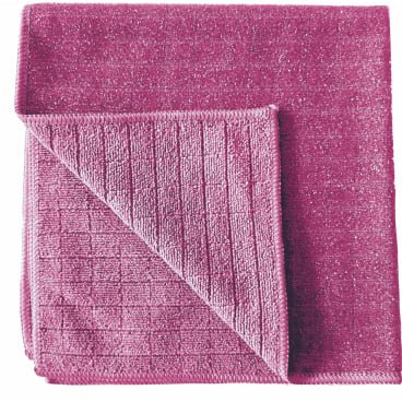 Arcora Scrub & Clean 2N1 mikrokuituliina (40 x 40 cm) Arcora International GmbH:lta on siististi taitettu ja näyttää rakenteellisen, ruudukkomaisen puolensa kaikkien pintojen puhdistamiseen, sileämmällä takaosalla monipuoliseen käyttöön.