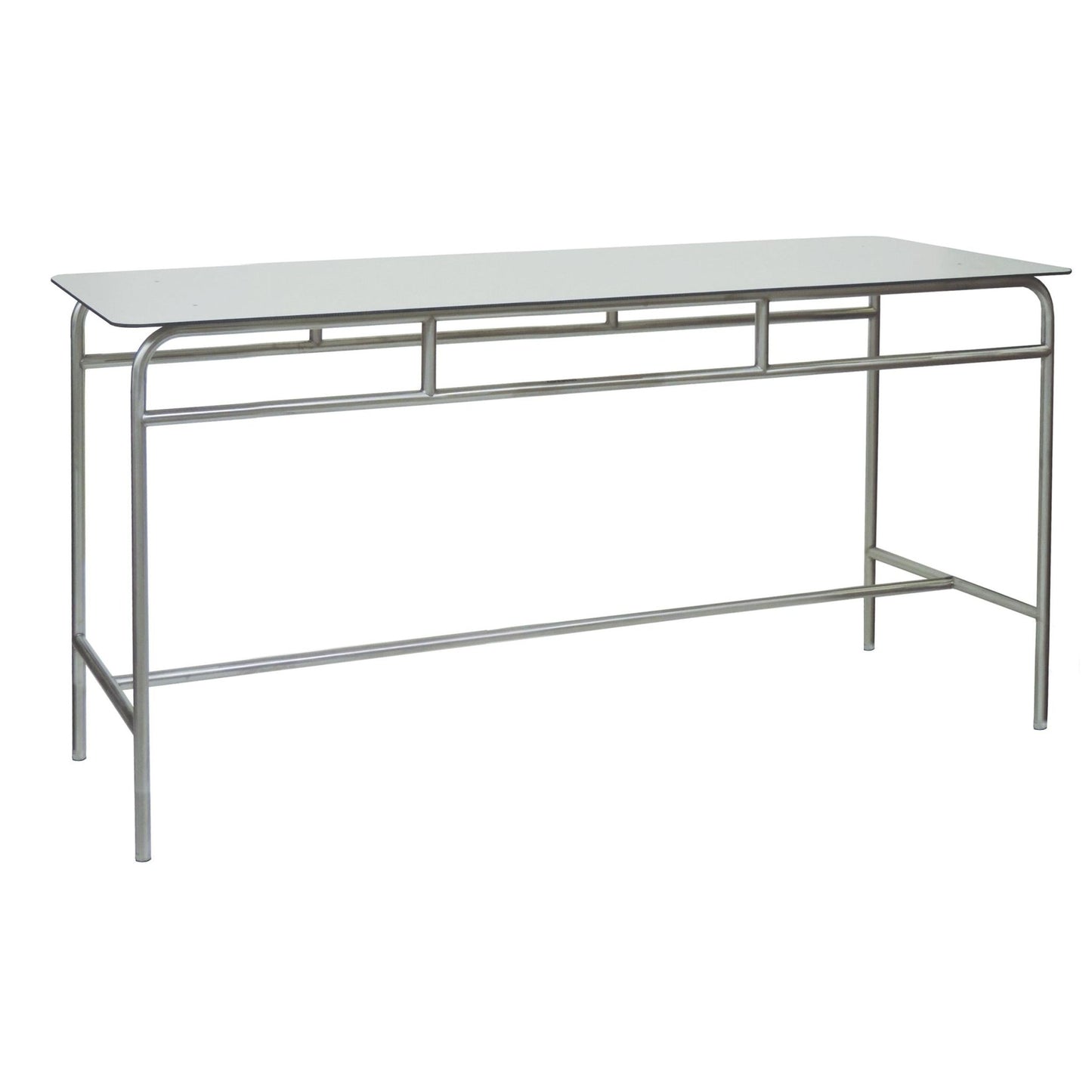 Novocal-työ- ja laskupöytä erottuu tyylikkäällä ruostumattomasta teräksestä valmistetulla rungollaan ja valkoisella täyskernityötasollaan. Se tarjoaa minimalistisen tyylin ja on käytännöllinen - ihanteellinen konsolipöytänä valkoisen taustan edessä.