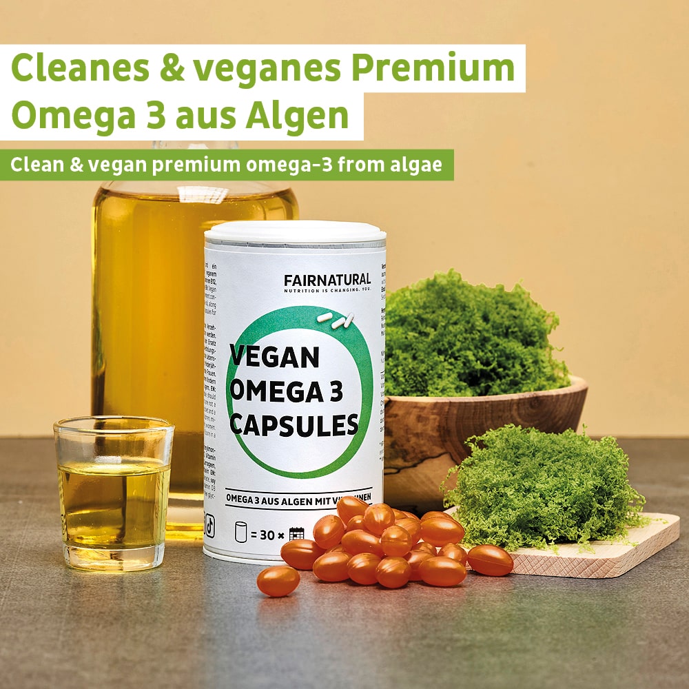 Vegaaniset Omega 3 -kapselit, jotka on valmistettu levistä