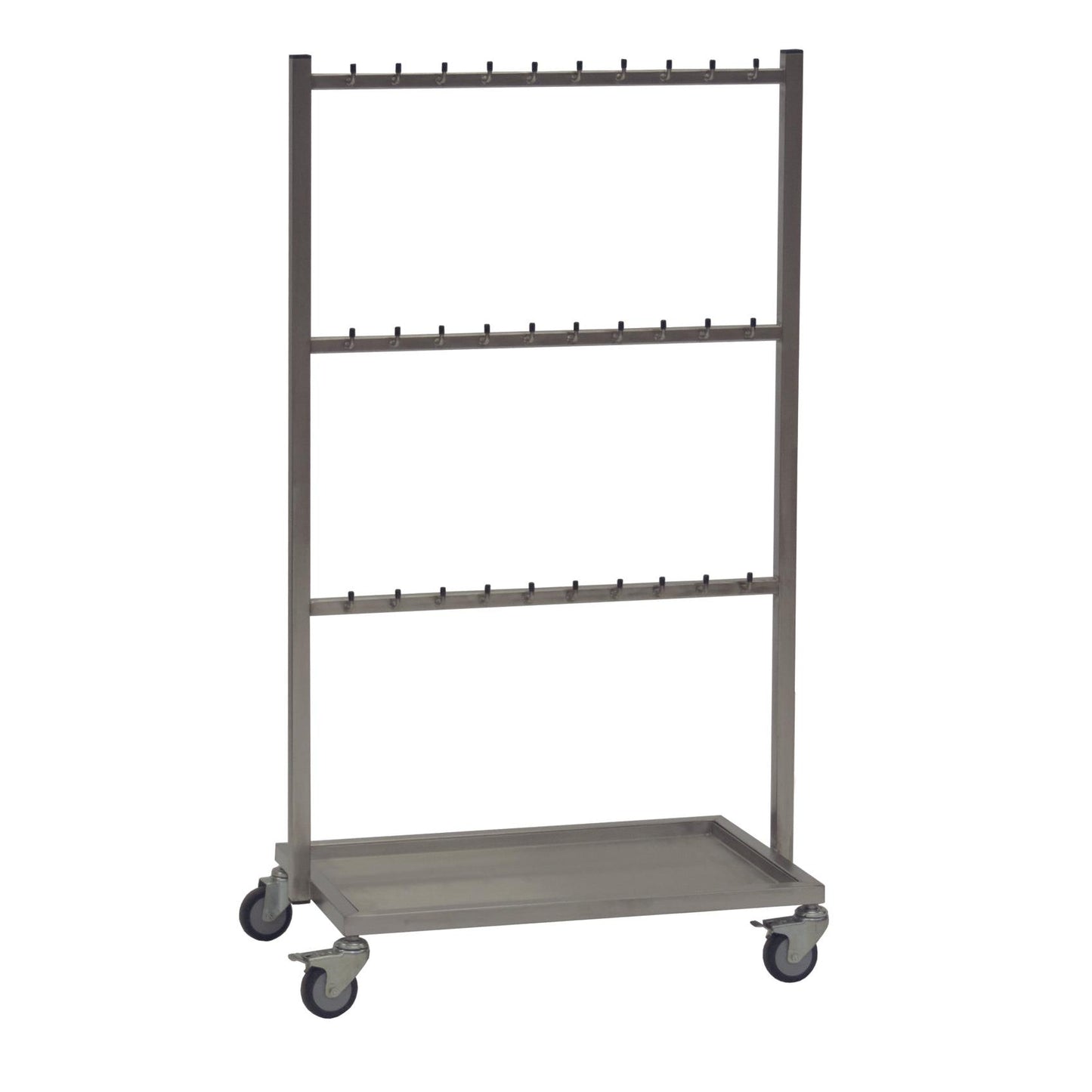 Novocalin ruostumattomasta teräksestä valmistettu leikkausliinavaunu tarjoaa 3 poikkipuuta, joissa on 10 koukkua, neljä pyörää ja ruostumattomasta teräksestä valmistetun pohja-altaan - ihanteellinen sairaalalaitosten järjestämiseen tai lääkintävaunuksi.