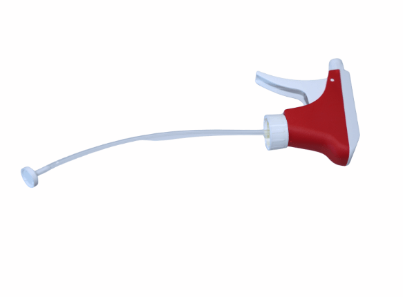 Altruan Sprayer K2: valko-punainen muovinen liipaisinruisku, jossa on 25 mm kierre, MS 0,6 suutin, ilman imusuodatinta ja 21,5 cm läpinäkyvä imuletku (1 kpl).