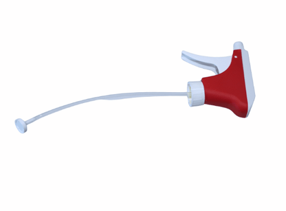 Altruan Sprayer K2: valko-punainen muovinen liipaisinruisku, jossa on 25 mm kierre, MS 0,6 suutin, ilman imusuodatinta ja 21,5 cm läpinäkyvä imuletku (1 kpl).