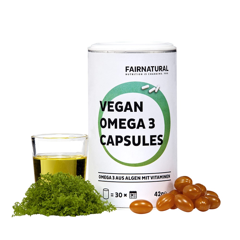 Vegaaniset Omega 3 -kapselit, jotka on valmistettu levistä