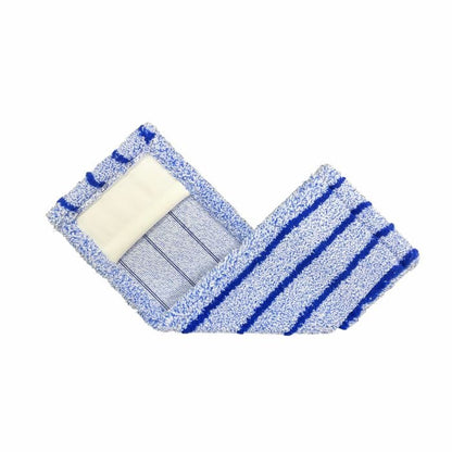 Arcora RUNNER BLUE - FC ILMAN KANTTA Arcora International GmbH:ltä on sinivalkoraidallinen mikrokuitumoppityyny valkoisella taustalla, jossa on suorakaiteen muotoinen tarrapinta, ihanteellinen kaikenlaisille kestävälle lattiamateriaalille.