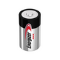 Energizer Max Alkaline D-Mono-LR20 -sylinteriparisto | Pakkaus (2 kappaletta) Energizer Deutschland GmbH:lta on kuvattu valkoisella taustalla. Paristolla on hopeinen kotelo, musta yläosa ja punainen aaltokuvio yläosan lähellä. Brändinimi "Energizer" ja sana "Max" on painettu sivulle.