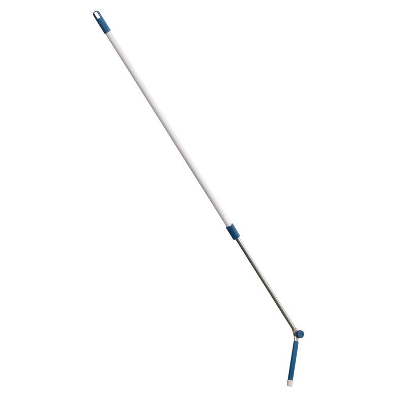 TELESKOOPPIVARSI, TERÄSPUTKI VALKOINEN KULMALIITOKSELLA, PIDENNETTÄVISSÄ 2000MM, Haug Bürsten KG on pitkävartinen puhdistustyökalu, jossa on säädettävä teräskahva ja kulmaliitos - täydellinen ahtaiden tai vaikeasti saavutettavien paikkojen saavuttamiseen ja puhdistamiseen.