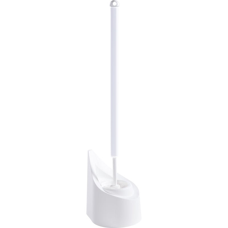 Die Haug Bürsten KG WC-Garnitur "Vase" mit langstieliger, begehbarer WC-Bürste steht aufrecht in ihrem Halter - eine elegante und praktische Ergänzung für jedes Bad.