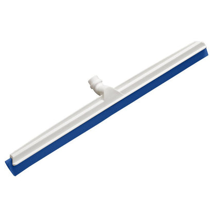 GELENK-VESILASTA, 2-HUULINEN ELINTARVIKEHYVÄKSYTTY, 620x53x25mm Haug Bürsten KG:ltä on valkoinen, elintarvikekelpoinen lattianpesin sinisellä kaksinkertaisella kumiterällä ja keskisellä kahvaliitoksella, kuvattuna yksivärisellä valkoisella taustalla.