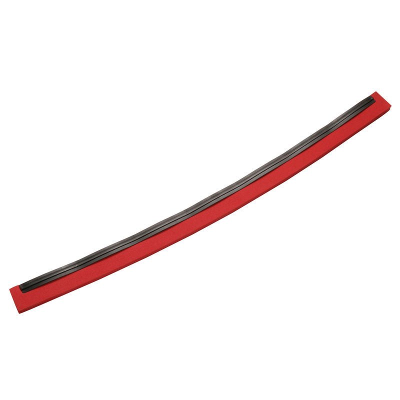 Kaareva punamusta VARAOSA-KUMIHUULI, 1-huulinen, elintarvikekumi (700x20x22mm) Haug Bürsten KG:ltä, valkoisella taustalla.
