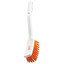 ANTI BAC STIELBÜRSTE,PBT ORANGE ø 0,50MM HART Haug Bürsten KG:ltä on ammattimainen puhdistusharja, jossa on valkoinen muovikahva, ripustusreikä ja oranssit harjakset (400x48x35mm), valkoista taustaa vasten kuvattu.