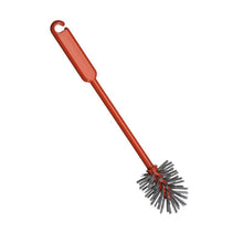 METALLDETECT-SYLINTERIHARJA Haug Bürsten KG:lta, harmaasta PBT:stä, jossa on 0,60 mm harjakset, koko 320x⌀70 mm, eristetty valkoisella taustalla.