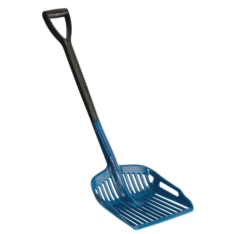 MEHRZWECK- JA KUORINTAHAARUKKA 322x322x952mm Haug Bürsten KG:lta on sinimusta muovityökalu, jossa on viilletty kauha ja D-muotoinen kahva, ihanteellinen materiaalien nostamiseen ja seulomiseen keittiössä.