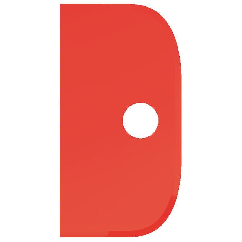 Punainen, pystysuunnassa oleva, pyöristetty, suorakaiteen muotoinen SCHABER GROß Haug Bürsten KG (PP, joustava, 230x118mm) on varustettu keskellä olevalla pyöreällä aukolla ja seisoo valkoista taustaa vasten.