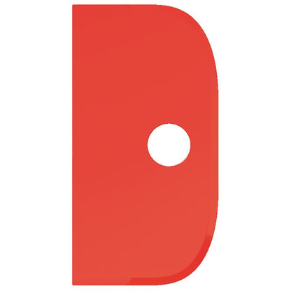 Punainen, pystysuunnassa oleva, pyöristetty, suorakaiteen muotoinen SCHABER GROß Haug Bürsten KG (PP, joustava, 230x118mm) on varustettu keskellä olevalla pyöreällä aukolla ja seisoo valkoista taustaa vasten.