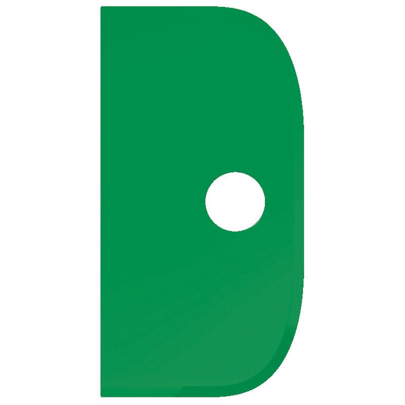 Vihreä, joustava SCHABER GROß (230x118mm, PP) Haug Bürsten KG:ltä, jossa on suora vasen reuna, pyöristetty oikea puoli ja keskellä valkoinen pyöreä reikä valkoisella taustalla.