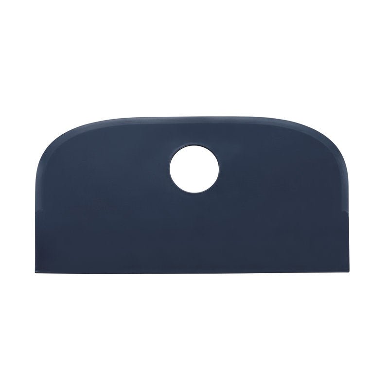 Suorakulmainen, tummansininen pesualtaan kansi, jossa on pyöristetyt yläkulmat ja keskellä pyöreä aukko, sopii täydellisesti METDEC PREM. SCHABER GROß, PP, FLEXIBEL, BLAU, 230X118MM Haug Bürsten KG:ltä tehokkaaseen puhdistukseen.