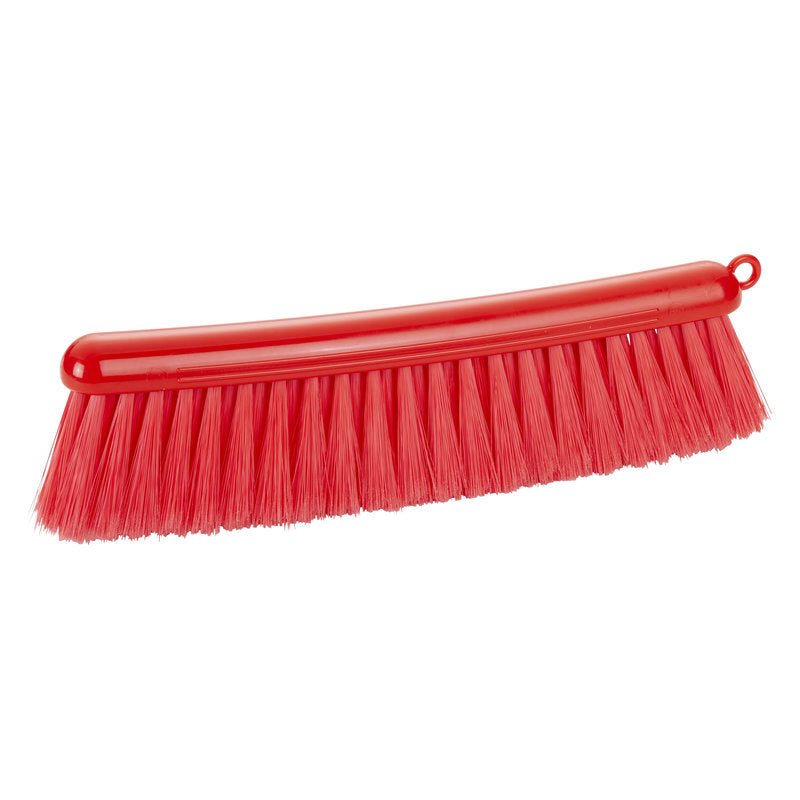 Der MEHLBESEN,ROT von Haug Bürsten KG hat weiche, dichte 0,25 mm PBT-Borsten und einen gebogenen Stiel mit Aufhängeloch - ideal als praktischer Küchen- oder Hausbesen. Länge: 290 mm.