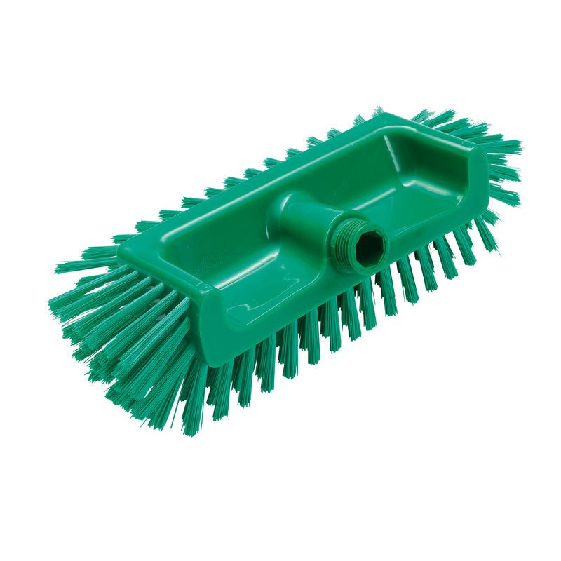 ECKENSCHRUBBER ø0,50MM MITTEL (320x125x40-50mm) Haug Bürsten KG: vihreä, suorakaiteen muotoinen harjaspää, jossa on jäykät sivu- ja pohjaharjakset, ihanteellinen vaikeasti saavutettavien kulmien puhdistukseen ja siinä on keskitetty kierteinen reikä varren kiinnitykseen.
