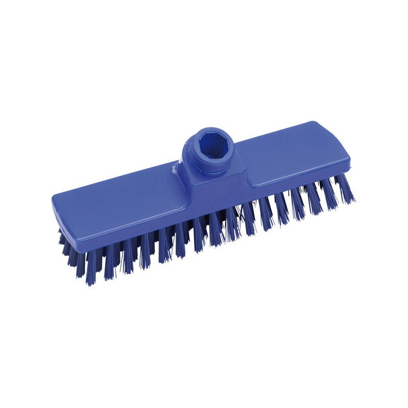 Haug Bürsten KG SCHRUBBER, ø 0,50MM KOVA 225x60x26mm on sininen, suorakulmainen harja kovilla harjaksilla ja ylhäällä olevalla kierteellä varren kiinnittämistä varten - täydellinen intensiiviseen puhdistukseen ja haastaville pinnoille.