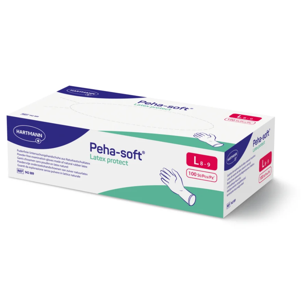 Hartmann Peha-soft® Latex protect, puderfreier Untersuchungshandschuh, Größe L