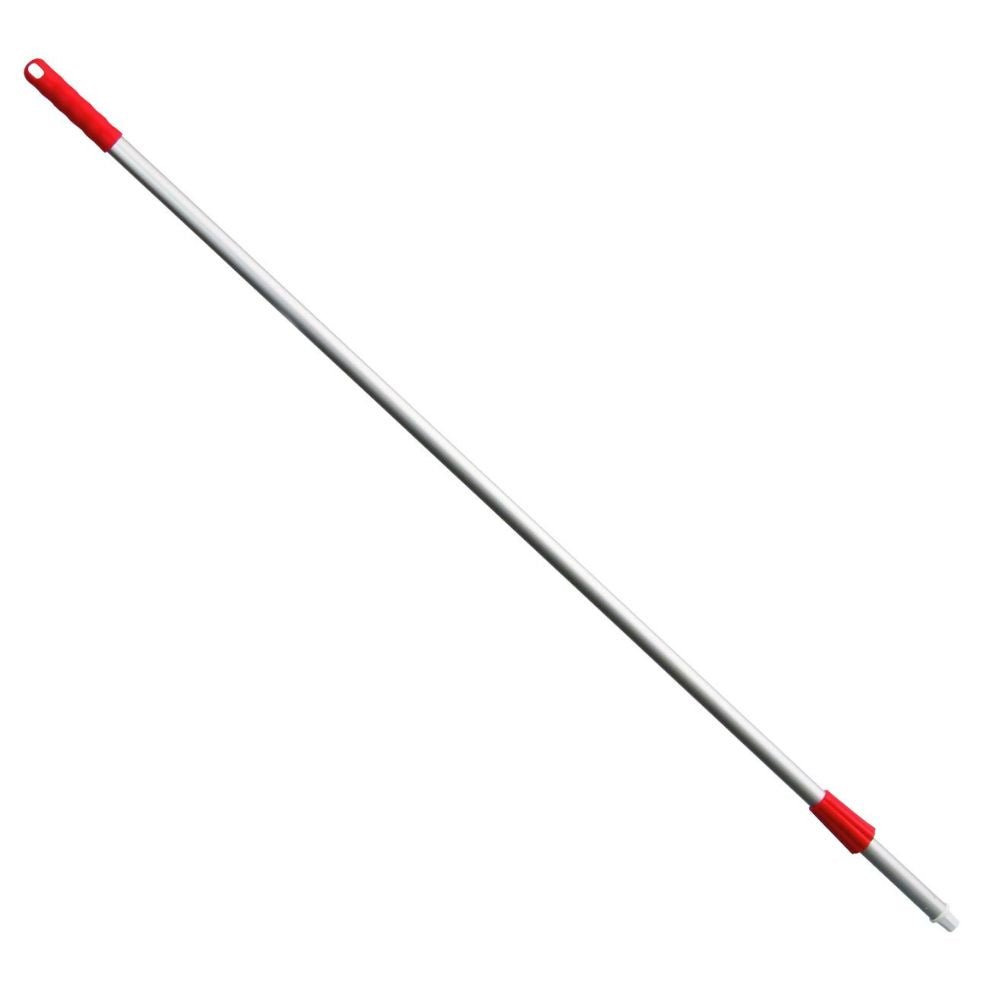 Haug Alustiel 1450 mm ø 25MM harjavarsi Haug Bürsten KG:ltä eloksoidusta alumiiniputkesta on punaisella kärjellä ja punaisella liitännällä. Siinä on ripustusreikä ja se täyttää HACCP-standardin vaatimukset turvallisuuden ja laadun osalta. Se esitetään valkoisella taustalla ja on saatavana eri väreissä.