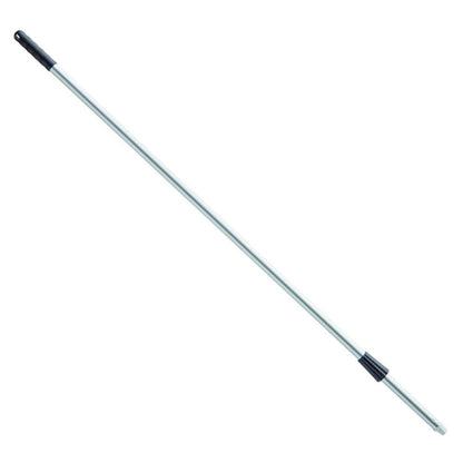 Haug Bürsten KG Alustiel 1450 mm ø 25MM, pitkä ja hopeinen mustalla kahvalla, sisältää eloksoidun alumiiniputken säädettävillä osilla ja turvallisella lukitusmekanismilla, joka täyttää HACCP-standardin turvallisuuden ja laadun osalta. Saatavana eri väreissä.