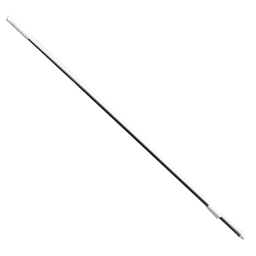 Haug Alustiel 1450 mm teleskooppivarsi Haug Bürsten KG:ltä on pitkä, valkoinen ja HACCP-yhteensopiva, kahvalla ja kartiokärjellä.