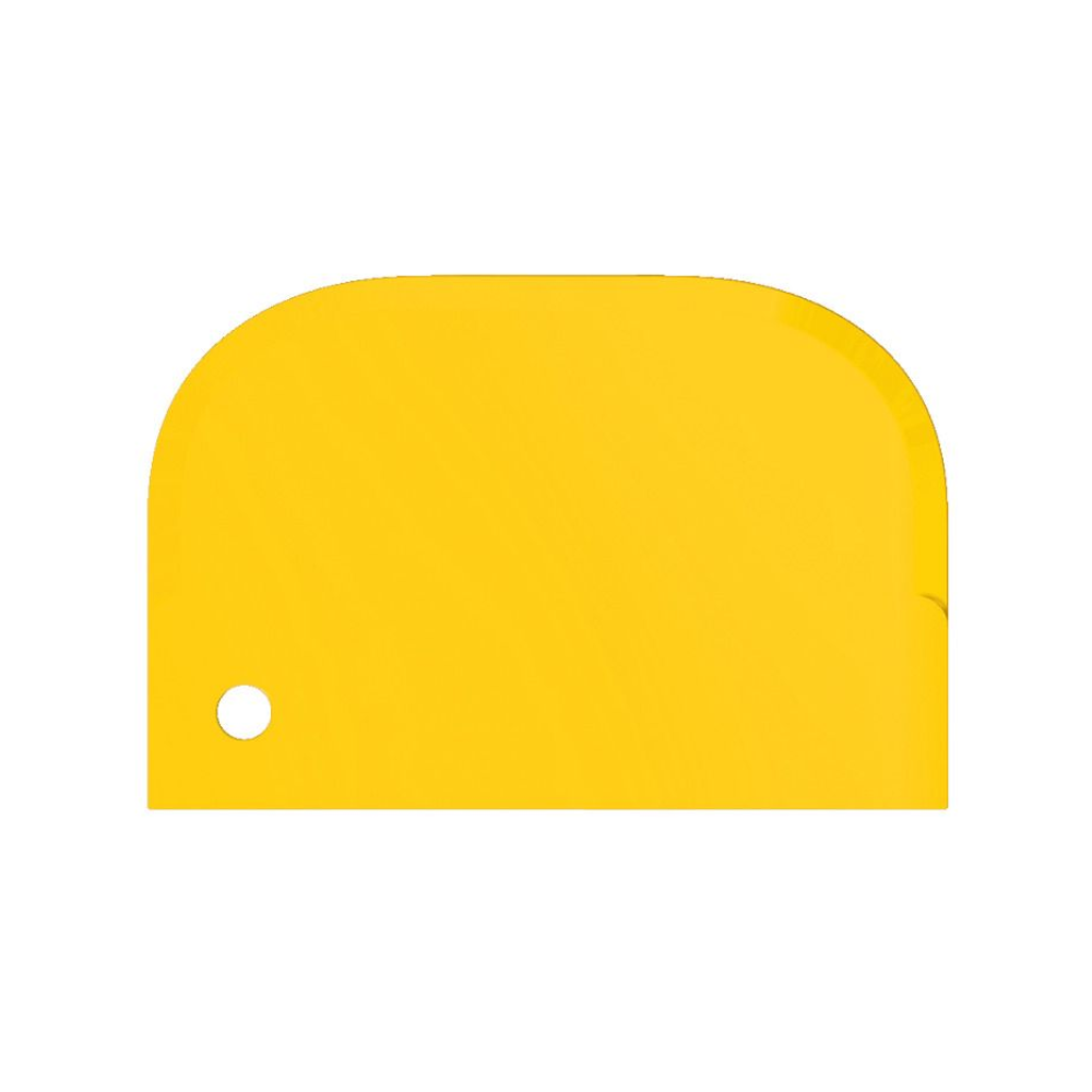 Haug-kaavin pieni 15 x 10 cm Haug Bürsten KG:ltä on kirkkaan keltainen, suorakaiteen muotoinen muovinen taikinakaavin, jossa on pyöristetyt reunat, ja se sopii täydellisesti pinttyneiden jäämien poistamiseen. Siinä on pieni pyöreä reikä alakulmassa ja sileä, kiiltävä pinta. Tämä tuote täyttää elintarvikekelpoiset standardit.