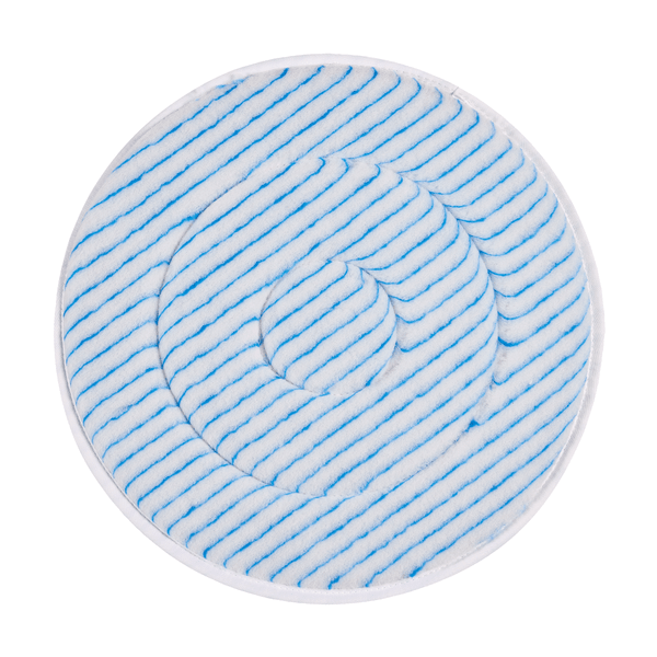 Kiehlin 17 tuuman (43,2 cm) mikrokuitutyyny Johannes Kiehl KG:ltä on pyöreä, valkoinen tyyny sinisillä spiraaleilla ja hienoharjaksilla - ihanteellinen puhdistustarvike tehokkaaseen pintojen puhdistukseen. Saatavana 5 kappaleen pakkauksessa.