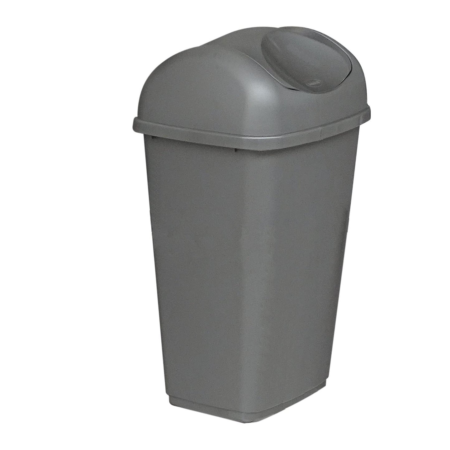 Harmaa Novocal-muovijäteastia, 15 litraa heilurikannella, kuvattuna valkoisella taustalla.