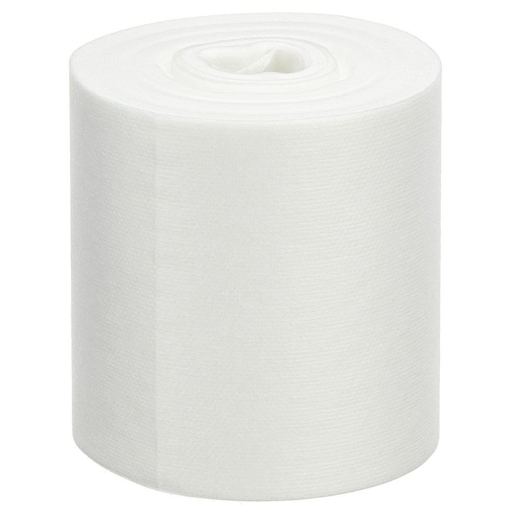 Yksi Kimberly-Clark GmbH:n WypAll® Wettask™ -pyyherulla seisoo pystyasennossa valkoista taustaa vasten ja sisältää 6 täyttöpakkausta x 90 arkkia per laatikko, ihanteellinen kaikkiin puhdistustehtäviin.