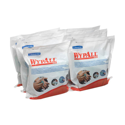Kuusi pakkausta WypAll®-pyyhkeitä - Vihreä Kimberly-Clark GmbH:lta, joissa kussakin on 75 arkkia, on varustettu huomiota herättävällä brändäyksellä ja vihreillä yksityiskohdilla, ja ne on suunniteltu teollisiin puhdistustehtäviin.