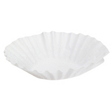 Vor einem schlichten Hintergrund ist ein Duni Kaffeefilter Brewmatic in Weiß, rund mit geriffeltem Rand abgebildet. Geeignet für die professionelle Kaffeezubereitung, ist der Filter leicht erhöht, sodass seine Form und Struktur klar erkennbar sind.