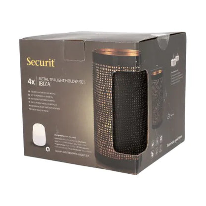 Papstar Securit® kynttilänjalka Ø 8 cm x 15 cm musta/kulta
