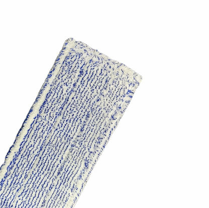 Arcora Excellent Blue-White Fc-Mopp värikoodauksella ilman etusivua Arcora International GmbH:lta on suorakulmainen, valkoinen mikrokuitumoppi sinisillä raidoilla ja rakenteellisella pinnalla, kuvattuna yksivärisellä valkoisella taustalla.